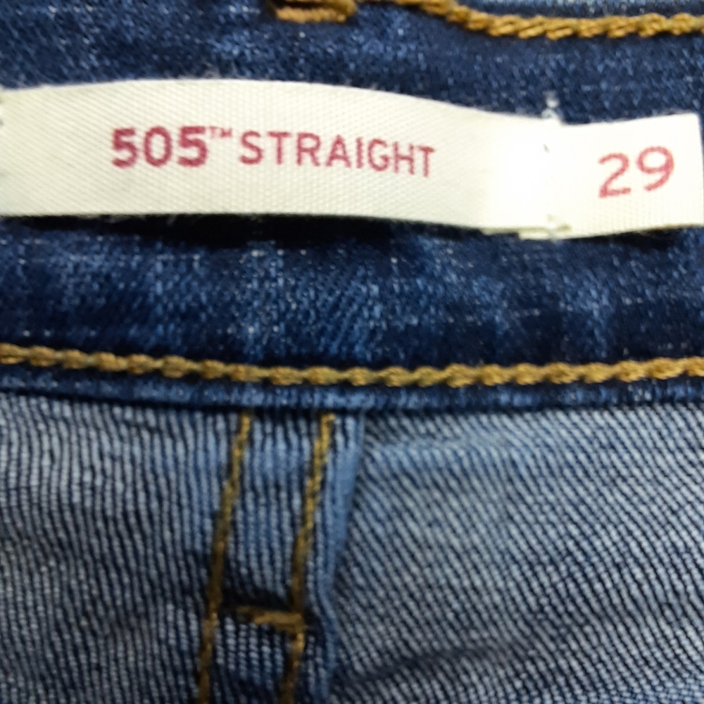 Levi's 505 Straight Leg Mid Rise Blue Jeans SZ 8S - Picture 6 of 13
